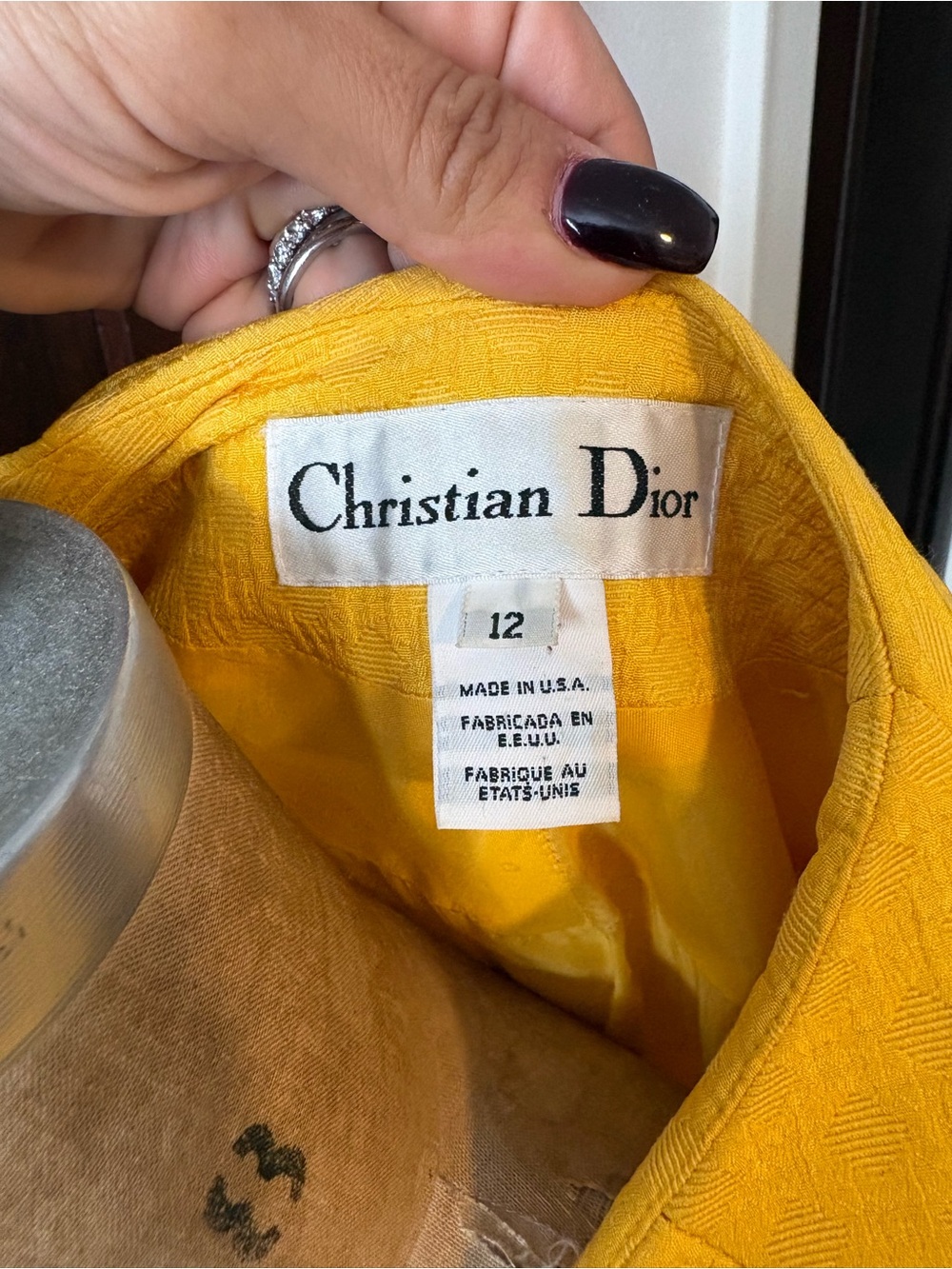 Vintage Dior Women's Yellow Tailored Jacket and Skirt Set - Picture 6 of 13